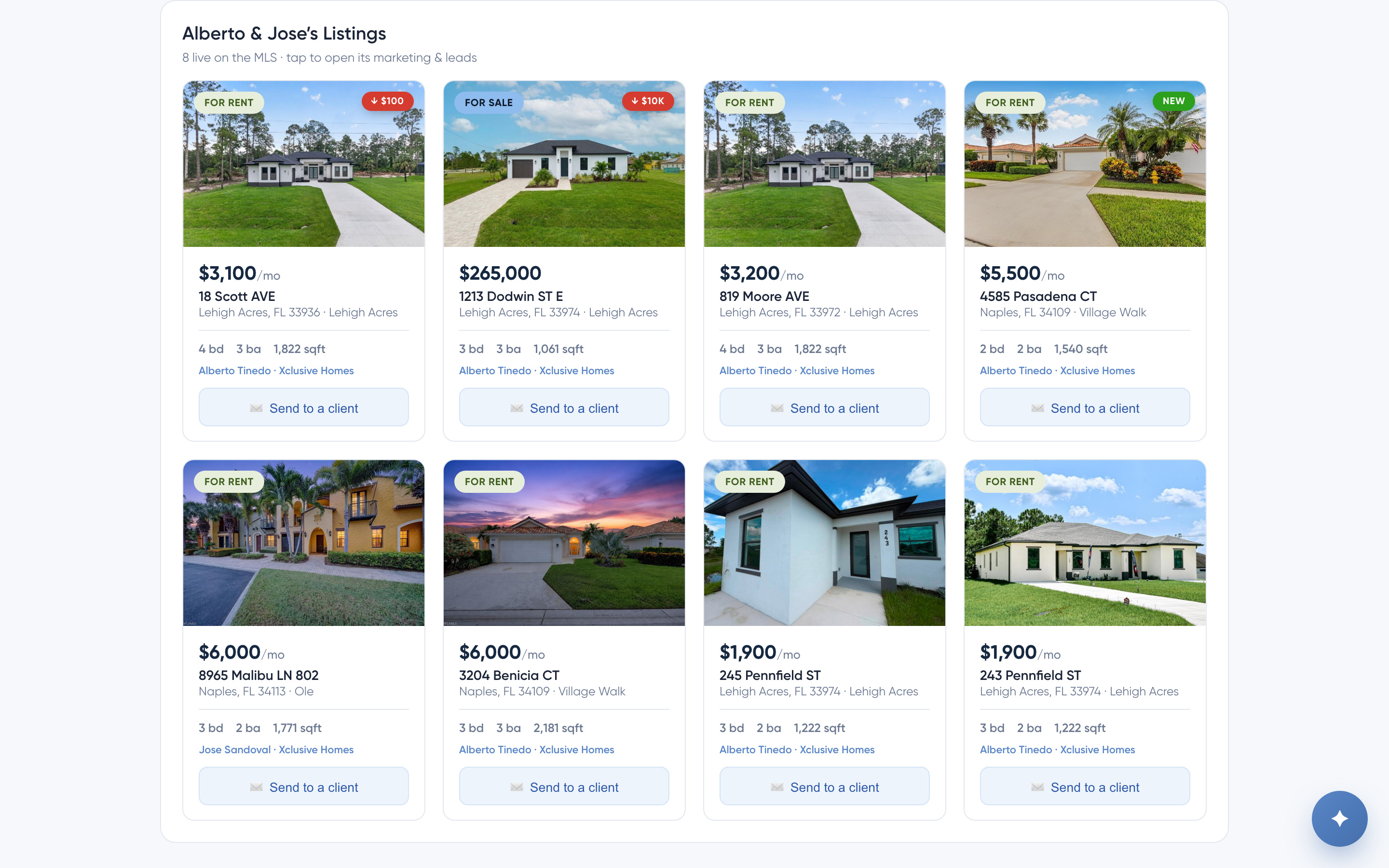 Live MLS listings inside the CRM